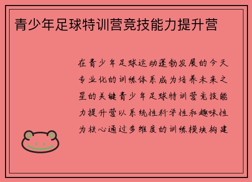 青少年足球特训营竞技能力提升营