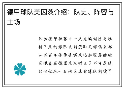 德甲球队美因茨介绍：队史、阵容与主场